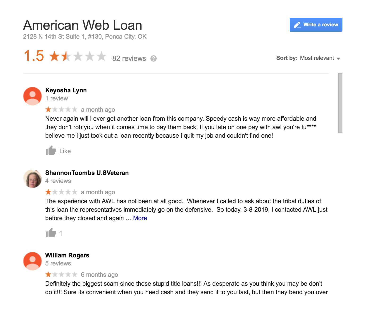 American Web Loan Reviews